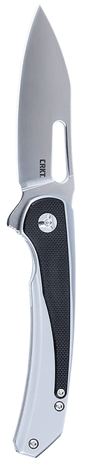 CRKT 6075 Padawan  3.01" Folding Wharncliffe Plain Brushed Satin 14C28N Steel Blade, SS w/G10 Black Overlays Handle