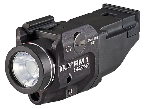 Streamlight 69446 TLR-1 RM w/Laser Black Anodized Aluminum,  500 Lumens White LED Bulb/Red Laser, 210 Meters Beam, Picatinny Rail Mount