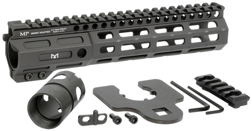Midwest Industries MINF925 Night Fighter  9.25" M-LOK Black Hardcoat Anodized Aluminum Includes Barrel Wrench, Nut, & 5 Slot Rail