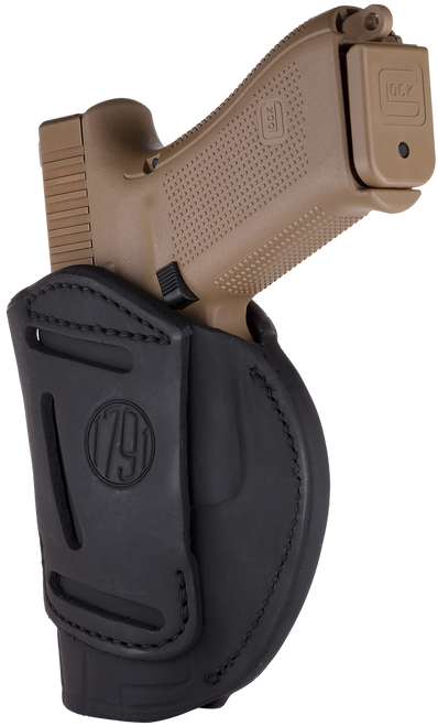 1791 Gunleather 4WH5SBLR 4-Way  IWB/OWB 05 Stealth Black Leather Belt Clip Fits S&W M&P/Springfield XD/Glock 17/HK VP9