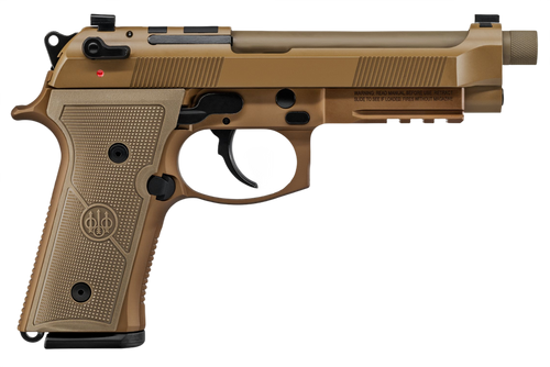 Beretta USA JS92M9A4G M9A4  9mm Luger 5.10" Threaded Barrel 10+1, Flat Dark Earth Cerakote Polymer Frame, Serrated Steel Optic Cut Slide, Polymer Grip & Decocker Safety