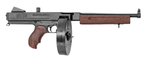 Thompson TA5 1927A-1 Lightweight Deluxe 45 ACP Caliber with 10.50" Barrel, 50+1 Capacity (Drum), Black Hard Coat Anodized Metal Finish, American Walnut Grip Right Hand
