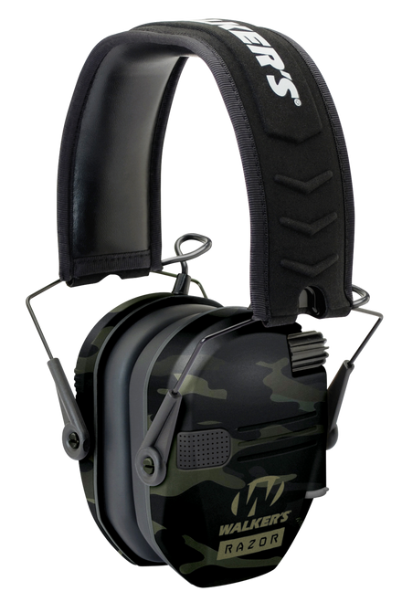 Walker's GWPRSEMMCCG Razor Slim Electronic Muff 23 dB Over the Head Multi-Cam/Black Polymer