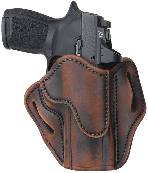 1791 Gunleather ORBH24VTGR BH2.4 Optic Ready OWB Size 2.4 Vintage Leather Belt Slide Fits Walther PPQ/Sig P320/Springfield XD-M Right Hand