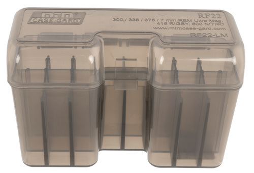 MTM Case-Gard RF22SM41 Ammo Box Flip-Top Multi Caliber Rifle Clear Smoke Polypropylene 22rd