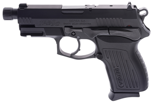 Bersa TPR9CMX TPRCX  Compact Frame 9mm Luger 13+1, 4.10" Black Steel Threaded Barrel, Matte Black Serrated Steel Slide & Aluminum Frame w/Beavertail, Ambidextrous