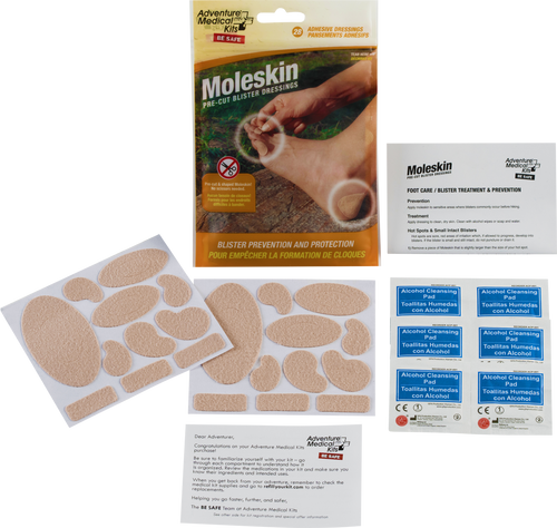 Adventure Medical Kits 01550400 Moleskin  Blister Prevention Brown 22 Precut Shapes