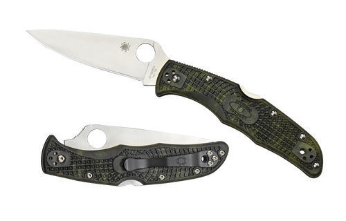 Spyderco C10ZFPGR Endura 4 Lightweight 3.80" Folding Plain Satin VG-10 SS Blade/Zome Green Bi-Directional Texturing FRN Handle Includes Pocket Clip