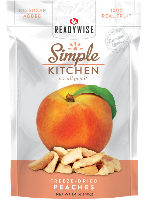 ReadyWise SK05008 Simple Kitchen Freeze Dried Fruit Peaches 1 Serving Pouch 6 Per Case