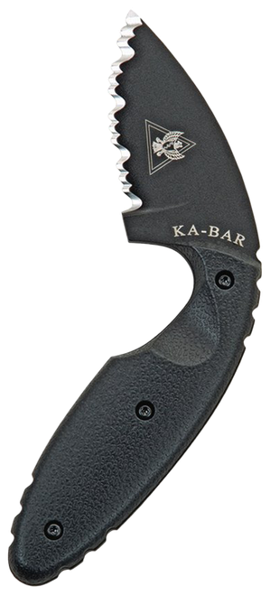 Ka-Bar 1481 TDI Law Enforcement 2.31" Fixed Drop Point Serrated Black AUS-8A SS Blade, Black Zytel Handle, Includes Belt Clip