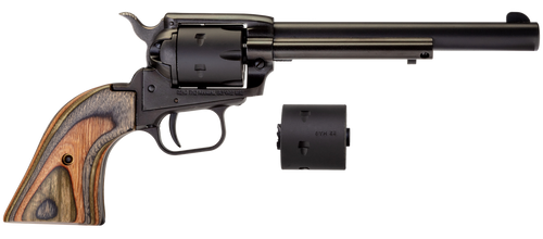 Heritage Mfg RR22MBS6 Rough Rider  22 LR/22 WMR 6 Shot, 6.50" Black Satin Steel Barrel, Black Satin Zinc Alloy Frame, Black Satin Cylinder, Camo Laminate Grip, Exposed Hammer