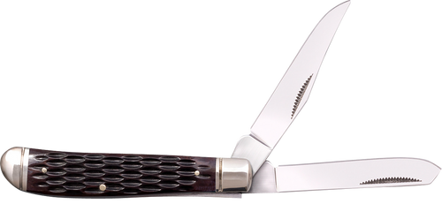 Cold Steel CSFLMTRPRJ Trapper  Mini 2.60"/2.70" Folding Clip/Spey Plain 3Cr13MoV SS Blade/Brown Jigged w/Polished Bolsters Bone Handle