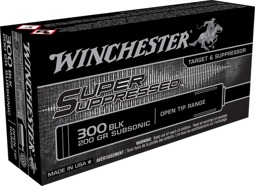 Winchester Ammo SUP300BLK Super Suppressed  300Blackout 200gr Open Tip Range 20 Per Box/10 Case