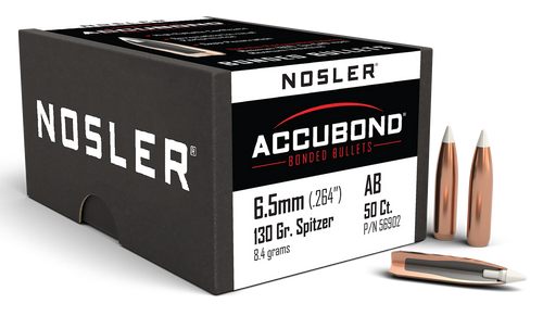 Nosler 56902 AccuBond  6.5Creedmoor 130gr Spitzer Point 50/Box
