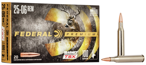 Federal P2506H Premium  25-06Rem 100gr Barnes TSX 20 Per Box/10 Case
