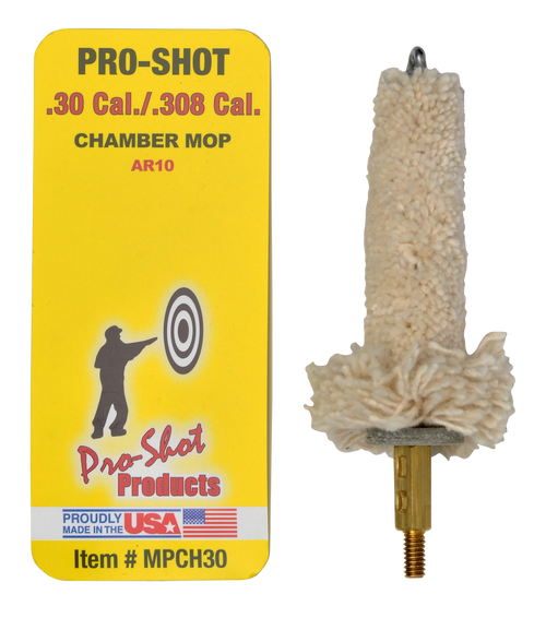 Pro-Shot MPCH30 Chamber Mop Military Style .30/ .308/ 7.62x51mm NATO AR Platform #8-32 Thread 100% Cotton Mop Brass Core