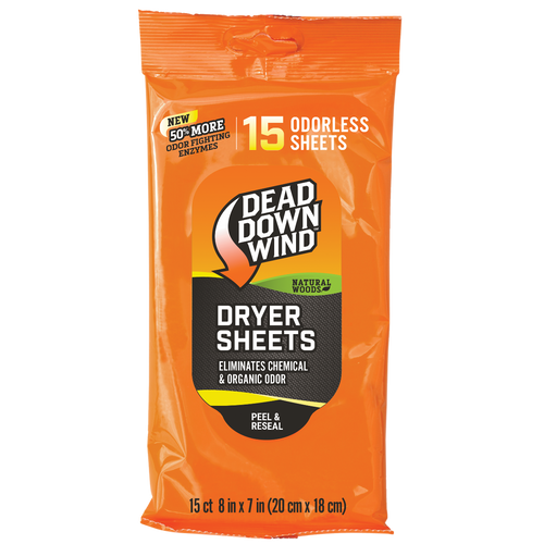 Dead Down Wind 11913 Dryer Sheets  Cover Scent Natural Woods Scent Dryer Sheet 15 Per Pkg