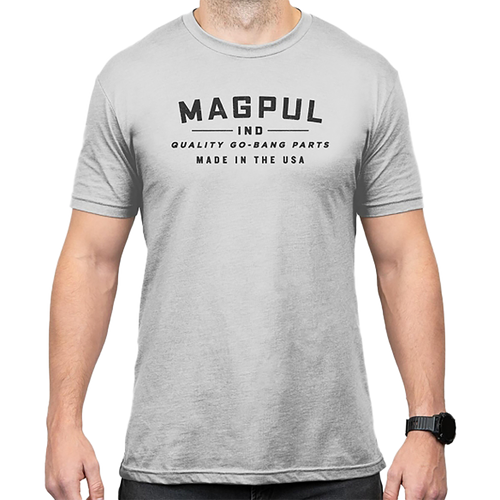 Magpul MAG1112-041-S Go Bang Parts  Stone Gray Heather Cotton/Polyester Short Sleeve Small