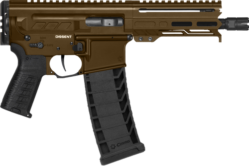 CMMG 94A6867MB Dissent MK4 9mm Luger 33+1 6.50", Midnight Bronze Rec, Picatinny Brace Adapter, 5.50" M-LOK Handguard, Left Side Charging Handle, Zeroed Linear Comp, Zeroed Drop-In Single Stage Trigger