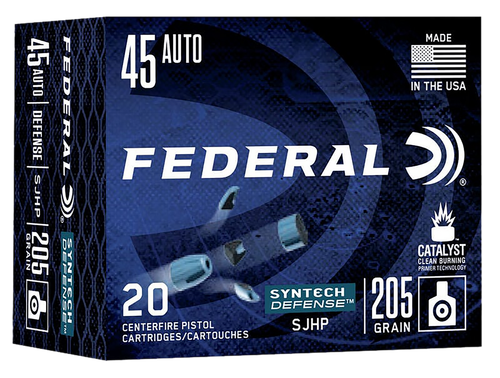 Federal S45SJT1 Syntech Defense 45ACP 205gr Segmented Jacketed Hollow Point 20 Per Box/10 Case