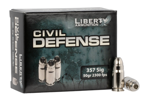Liberty Ammunition LACD357SIG053 Civil Defense  357Sig 50gr Lead Free Fragmenting Hollow Point 20 Per Box/50 Case