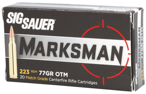 Sig Sauer E223M120 Marksman  223 Rem 77 gr Open Tip Match 20 Per Box/ 25 Case