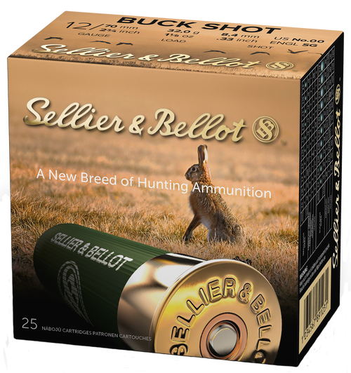Sellier & Bellot SB12BSG Hunting  12Gauge 2.75" 9Pellets 1 1/8oz 00Buck Shot 25 Box/10 Case