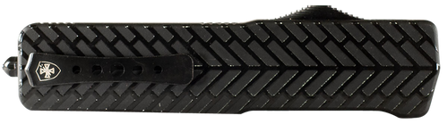 Templar Knife LAHBG52 Premium LW  Large 3.55" OTF Tanto Part Serrated Black Oxide Stonewashed D2 Steel Blade, 5.25" Black Herringbone Aluminum Handle