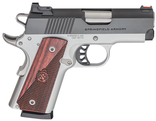 Springfield Armory PX9123L 1911 Ronin EMP 9mm Luger 9+1 3" Stainless Match Grade Bull Steel Barrel, Blued Serrated Carbon Steel Slide, Satin Cerakote Aluminum Frame w/Beavertail, Textured Wood Grip
