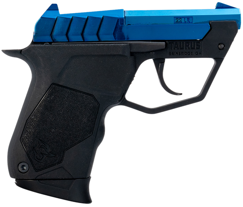 Taurus 1-22TUC13BL 22TUC  Micro-Compact Frame 22 LR 9+1 2.50" Polished Blue PVD Steel Tip-Up Barrel, Blue PVD Serrated Stainless Steel Slide, Black Polymer Frame, Black Polymer Grip