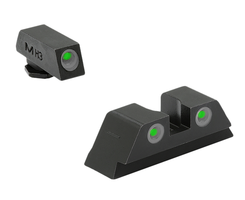 Meprolight USA 102243101 Tru-Dot Sight Set Green Tritium Front & Rear, Compatible w/Glock 17/19/22/23/24/25/28/31/32/33/34/35/37/38/39