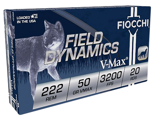 Fiocchi 222HVA Field Dynamics  222Rem 50gr Hornady V Max 20 Per Box/10 Case
