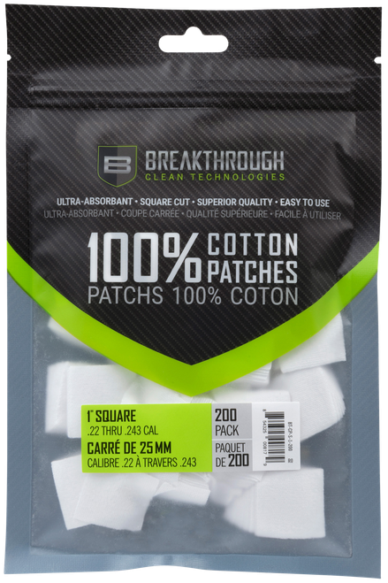 Breakthrough Clean BTCPS1200 Square Patches .22-243 Cal 200 pieces