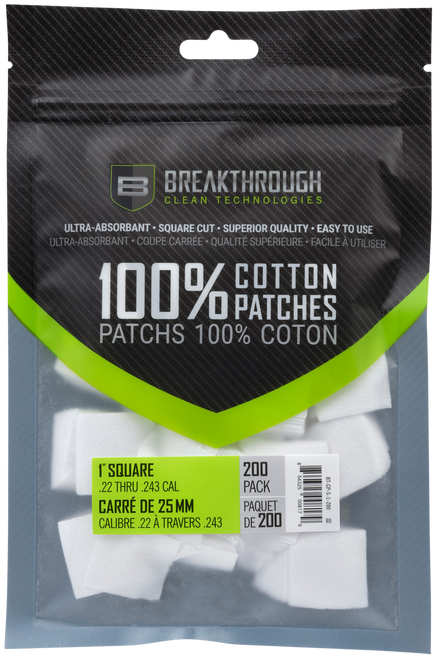 Breakthrough Clean BTCPS1200 Square Patches .22-243 Cal 200 pieces