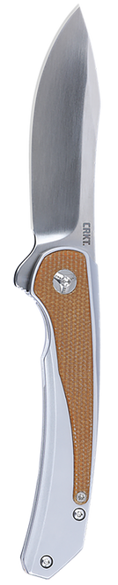 CRKT 6070 Padawan  3.01" Folding Wharncliffe Plain Brushed Satin 14C28N Steel Blade, SS w/G10 Coyote Tan Overlays Handle