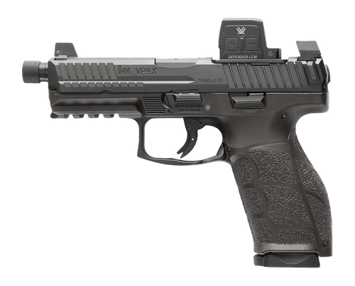 HK 81001364 VP9A1 X Tactical w/Optic Full Size 9mm Luger 20+1 4.70" Black Threaded Barrel, Black Steel Serrated w/Optic Slide, Black Polymer Frame w/Picatinny Rail, Textured Grip, Vortex CCW