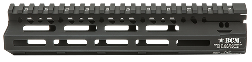 BCM MCMR9556BLK BCMGunfighter MCMR 9" M-LOK, Free-Floating Style Made of Aluminum with Black Anodized Finish for AR-Platform