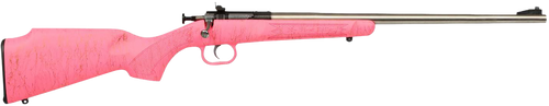 Crickett KSA2441 Gen2  Youth 22 LR 1rd 16.13" Stainless Single Shot Barrel, Stainless Steel Receiver, Pink w/Gold Webbing Fixed Synthetic Stock