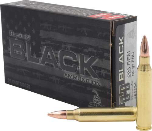 Hornady 80234 Black  223Rem 62gr Full Metal Jacket 20 Per Box/10 Case
