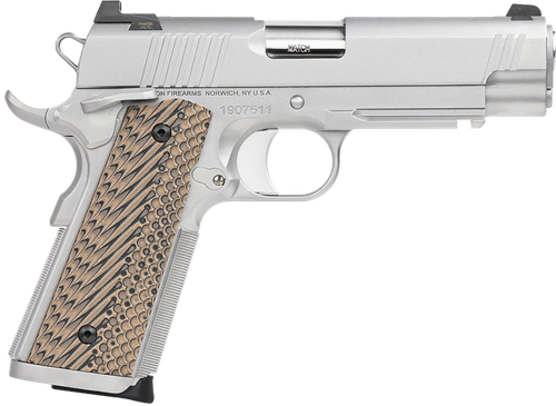 Dan Wesson 01809 Specialist Commander 45 ACP 8+1 4.25" Stainless Steel Barrel, Bead Blasted Serrated Stainless Steel Slide & Frame w/Beavertail & Picatinny Rail, Black/Brown G10 Grip, Ambidextrous