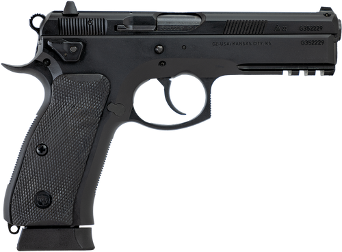 CZ-USA 89353 CZ 75 SP-01 Tactical 9mm Luger 19+1 4.60" Black Nitride Steel Barrel, Black Serrated Steel Slide, Black Polycoat Steel Frame w/Beavertail & Picatinny Rail, Black Polymer Grip