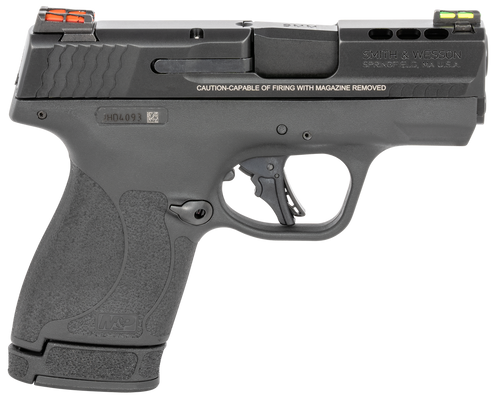 Smith & Wesson 13254 M&P Performance Center Shield Plus 9mm Luger 3.10" Ported Barrel 10+1 Or 13+1, Black Polymer Frame, Ported Armornite Slide, Fiber Optics Sights, Manual Safety