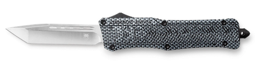 CobraTec Knives LCFCTK1LTNS CTK-1  Large 3.75" OTF Tanto Plain D2 Steel Blade/Carbon Fiber Aluminum Handle Features Glass Breaker Includes Pocket Clip