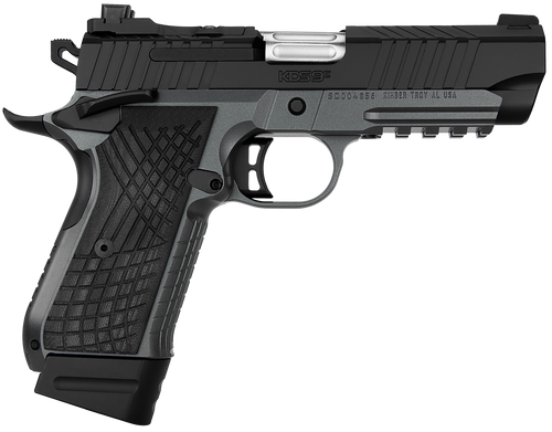 Kimber Mfg.,inc 3100015 KDS9C  9mm 15+1 4.09" KimPro Gray/Black Front and Rear Serrations Stainless Steel Black Crosshatch cut G-10 Grip