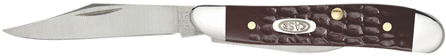 Case 00046 Peanut  2.10"/1.53" Folding Clip/Pen Plain As-Ground Tru-Sharp SS Blade/Brown Jigged Synthetic Handle