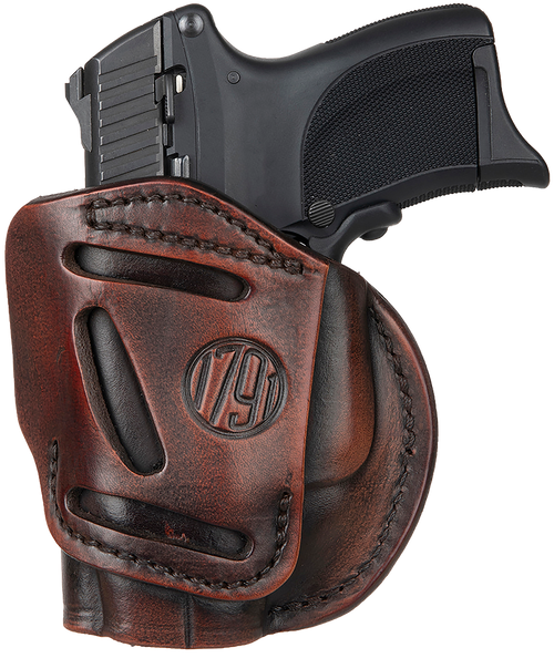 1791 Gunleather 4WH3VTGR 4-Way  IWB/OWB Size 03 Vintage Leather Belt Clip Compatible w/Glock 26/Ruger LC9/S&W M&P Shield/2.0 9/40 Right Hand