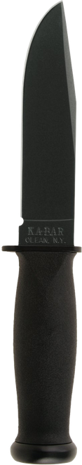 Ka-Bar 2221 Mark I  5.13" Fixed Clip Point Plain Black 1095 Cro-Van Blade, Black Kraton G Handle, Includes Sheath