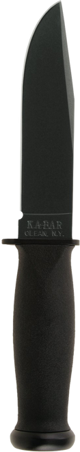 Ka-Bar 2221 Mark I  5.13" Fixed Clip Point Plain Black 1095 Cro-Van Blade, Black Kraton G Handle, Includes Sheath