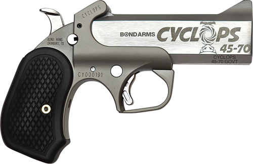 Bond Arms BACY Cyclops  45-70 Gov 1rd Shot 4.25" Stainless Stainless Steel Barrel Matte Stainless Black Extended B6 Resin Grips
