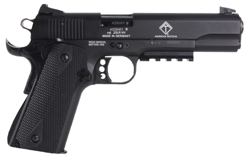 GSG GSG1911ADOP M1911 ADOP 22 LR 10+1 5" Black Steel/Threaded Barrel & Serrated Slide, Zinc Alloy w/Accessory Rail & Beavertail Frame Black Double Diamond Polymer Grip